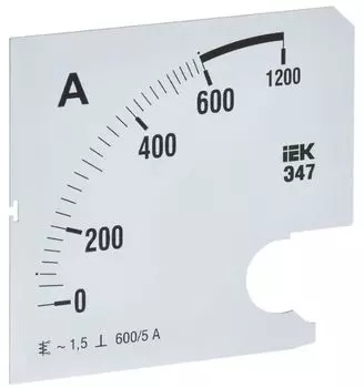 Шкала сменная IEK IPA20D-SC-0600 для амперметра Э47 600/5А-1,5 96х96мм
