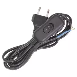Шнур IEK WUP20-02-K02 для бра УШ-1КВ 2м с опрес. вилкой и выключателем 2х0.75 черный