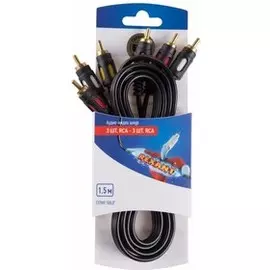 Шнур Rexant 06-3050 3RCA - 3RCA, 1.5 м, GOLD