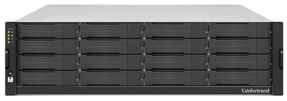 Система хранения данных Infortrend GSi 5016GU-F GSI5016GU000F-8U52 3U/16bay, single controller system including 1xIntel Xeon E-2278GE CPU, 2x8GB memor