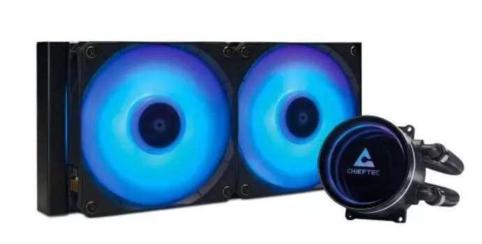 Система охлаждения жидкостная Chieftec ICEBERG 240 CLC-240-RGB LGA1700/1200/115X/AM5/AM4 (TDP 300W, 2*120mm, 500-2200rpm, 64.72CFM, 34.7dBa, 4-pin PWM