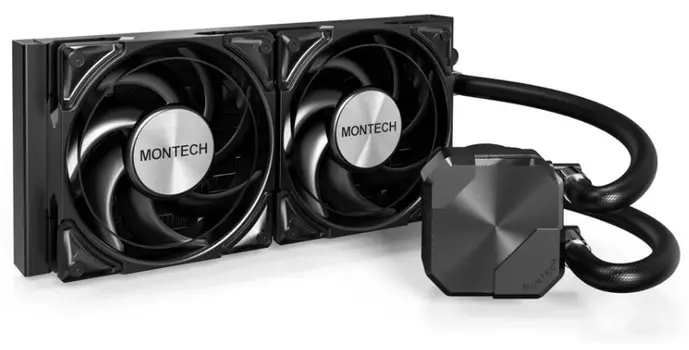 Система охлаждения жидкостная Montech HyperFlow Silent 240 HS240BK LGA1200/1700/1851/AM4/AM5 (2*120mm, 310W, 800-2200rpm, 72.3CFM, 24.8dBa)