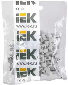 Скоба IEK USK21-06-100 6мм плоская пластиковая (100шт)