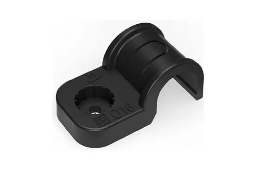 Скоба Промрукав PR13.0372 пластиковая односторонняя для прямого монтажа черная в п/э д16 (50шт)