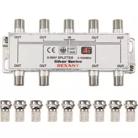 Сплиттер Rexant 05-6105 ТВ х 8 + 9шт. F "BOX" 5-1000 МГц "Silver"