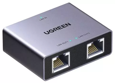 Сплиттер UGREEN NW301 45311_ Gigabit Ethernet 1 to 2. Цвет: серый