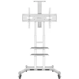 Стойка мобильная ONKRON TS1881 на 1 ТВ/ 55-80" от 200х200 до 800х500, макс нагр 90,9кг, 2 полки, высота 1050-1650мм, белая