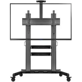 Стойка мобильная ONKRON TS2811 на 1 ТВ, 60-100" от 200х200 до 1000х600, 2 регулируемые полки, макс. нагр 136.4кг, высота 1400-1725мм, кабель-канал, че