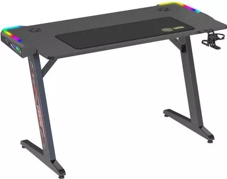 Стол Cactus CS-GTZ-BK-RGB игровой, столешница ДСП черная, каркас черный
