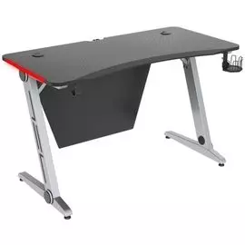 Стол компьютерный Cactus CS-GTZ-SL-CARBON-RED столешница МДФ, цвет карбон, каркас серебристый