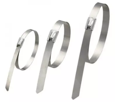 Стяжка Cabeus MTL-200 неразъемная стальная, коррозионно-стойкая (нержавеющая сталь 304L), 200x4.6x0.3мм, (100 шт)