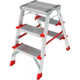 Стремянка алюминиевая НОВАЯ ВЫСОТА NV5120 5120203 двусторонняя, полупроф., 3ступ.