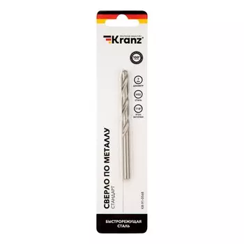 Сверло KRANZ KR-91-0570 по металлу 8,0х117х75 мм HSS (1 шт. в упаковке) DIN 338