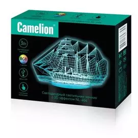 Светильник настольный Camelion NL-404 Camelion 14562 светодиодный ночник, RGB, 220В/3*LR6 (AA)/USB, "Корабль", с эффектом объёмного изображения