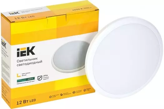 Светильник светодиодный IEK LDPB0-3001-12-4000-K01 ДПБ 3001 12Вт IP54 4000K круг белый