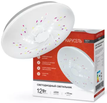 Светильник светодиодный IN HOME 4690612021850 DECO 12Вт 230В 4000К 780лм 190мм КАРУСЕЛЬ