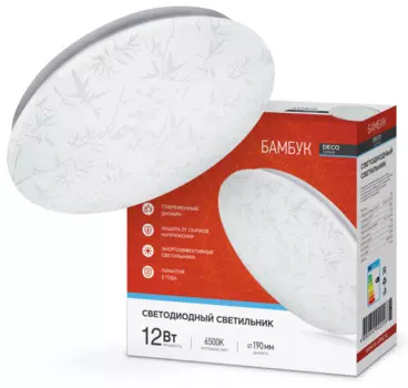 Светильник светодиодный IN HOME 4690612022208 DECO 12Вт 230В 6500К 780лм 190мм БАМБУК