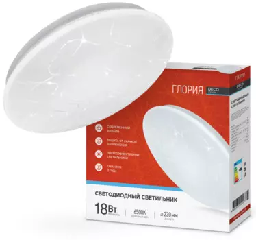 Светильник светодиодный IN HOME 4690612022277 DECO 18Вт 230В 6500К 1170лм 230мм ГЛОРИЯ