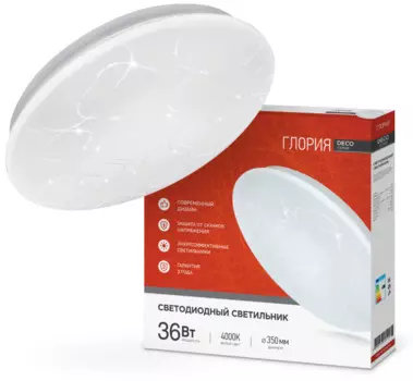 Светильник светодиодный IN HOME 4690612025100 DECO ГЛОРИЯ 36Вт 230В 4000К 2340лм 350мм