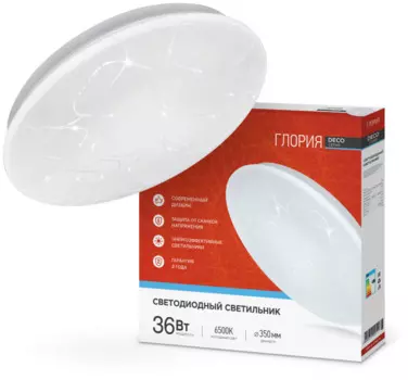 Светильник светодиодный IN HOME 4690612025117 DECO ГЛОРИЯ 36Вт 230В 6500К 2340лм 350мм