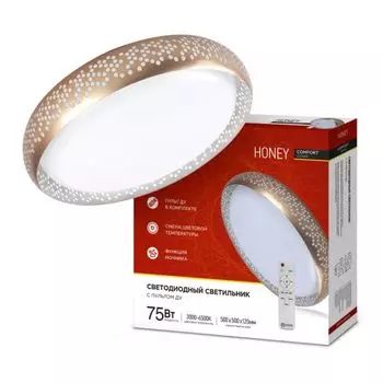Светильник светодиодный IN HOME 4690612034843 COMFORT HONEY 75Вт 230В 3000-6500К 6000лм 500х120мм с пультом ДУ