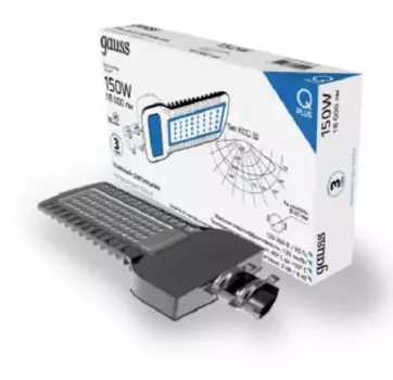 Светильник уличный Gauss 629535315 Qplus 150W 18000lm 5000K 120-260V IP65 535*260*64мм черный КСС "Ш" LED