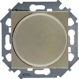 Светорегулятор Simon 1591790-034 Simon 15 Шампань поворотно-нажимной, проходной, 500Вт 230В,винт. Зажим