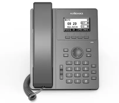 Телефон VoiceIP Flying Voice P10W IP телефон, 2xEthernet 10/100, LCD 2,3" 132x64 не цветной экран с подсветкой,WIFi 2.4GHz & 5GHz, 2 аккаунта SIP, G72