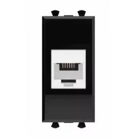 Телефонная розетка DKC 4402611 RJ-12 без шторки модульная, "Черный квадрат", 1 модуль, "Avanti"