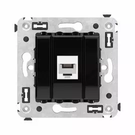 Телефонная розетка DKC 4402613 RJ-12 без шторки в стену одинарная, "Черный квадрат", "Avanti"