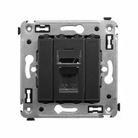 Телефонная розетка DKC 4412313 RJ-12 в стену одинарная, "Черный матовый", "Avanti"