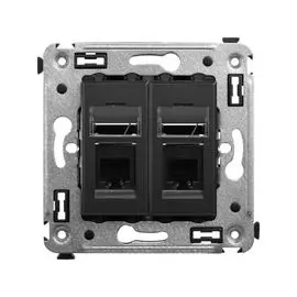 Телефонная розетка DKC 4412314 RJ-12 в стену двойная, "Черный матовый", "Avanti"