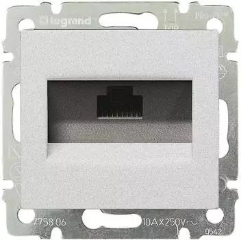 Телефонная розетка Legrand 770141 Valena CLASSIC - RJ45, ISDN / Интернет, 8 контактов, 1 выход, алюминий