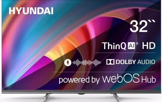 Телевизор Hyundai H-LED32BS5100 LED 32" WebOS Frameless Metal черный/серый HD 60Hz DVB-T DVB-T2 DVB-C DVB-S DVB-S2 USB WiFi Smart TV