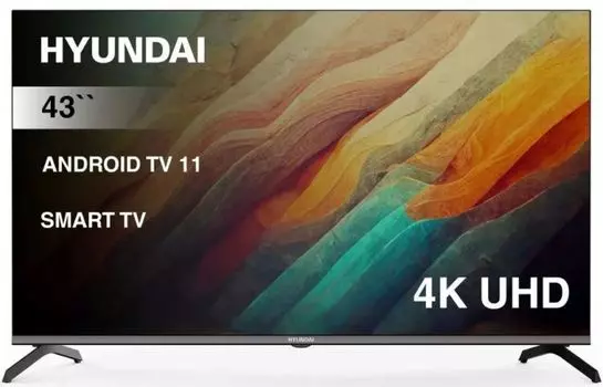 Телевизор Hyundai H-LED43BU7006 LED 43" Android TV Frameless Metal черный 4K Ultra HD 60Hz DVB-T DVB-T2 DVB-C DVB-S DVB-S2 USB WiFi Smart TV