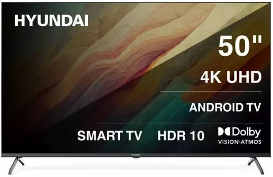 Телевизор Hyundai H-LED50BU7010 H-LED50BU7009 LED 50" Android TV Frameless черный 4K Ultra HD 60Hz MEMC DVB-T DVB-T2 DVB-C DVB-S DVB-S2 USB WiFi Smart