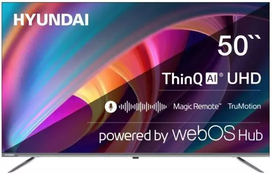 Телевизор Hyundai H-LED50BU7100 50" WebOS Frameless Metal серый 4K Ultra HD 60Hz MEMC DVB-T DVB-T2 DVB-C DVB-S DVB-S2 USB WiFi Smart TV