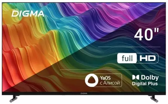 Телевизор LED Digma DM-LED40SBB33 40" Яндекс.ТВ Frameless Metal черный FULL HD 60Hz DVB-T DVB-T2 DVB-C DVB-S DVB-S2 USB WiFi Smart TV