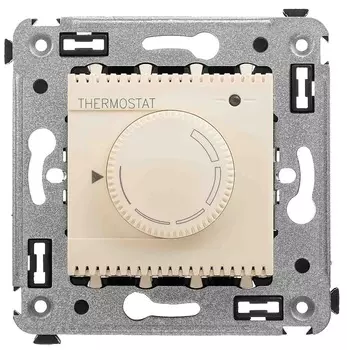 Термостат DKC 4405163 для теплых полов в стену, "Ванильная дымка", 2 модуля, "Avanti"