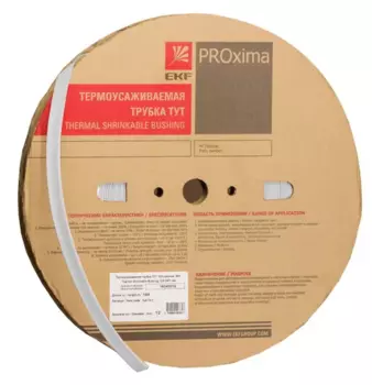Термоусаживаемая трубка EKF tut-6-w ТУТ нг 6/3 белая рулон