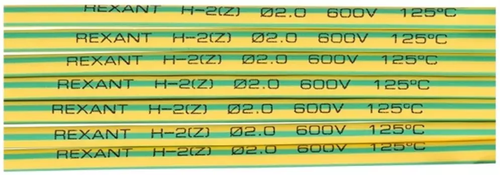 Термоусаживаемая трубка Rexant 20-2007 ТУТ нг 2,0/1,0мм, желто-зеленая (упак. 50 шт. по 1м)