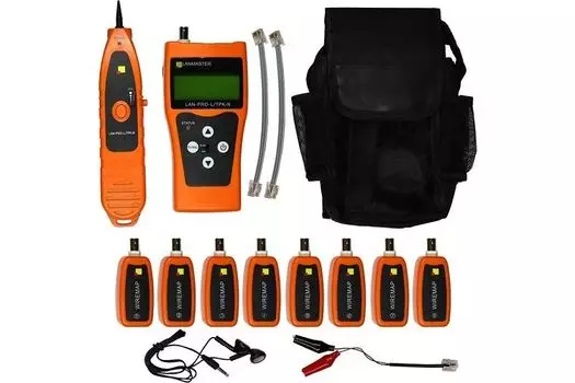 Тестер Lanmaster LAN-PRO-L-8R кабельный с измерением длины, 8 ответных частей