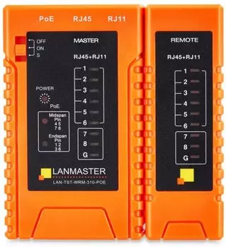 Тестер Lanmaster LAN-TST-WRM-310-POE витой пары с индикаторами, с определением POE