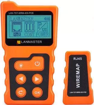 Тестер Lanmaster LAN-TST-WRM-400-POE витой пары с дисплеем, с определением параметров POE