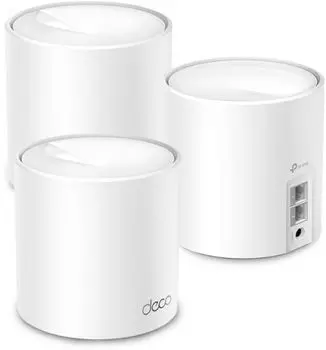 Точка доступа TP-LINK Deco X1500(3-pack) AX1500 Whole Home Mesh Wi-Fi 6 System, до 300 Мбит/с на диапазоне 2,4 ГГц, до 1201 Мбит/с на диапазоне 5 ГГц,