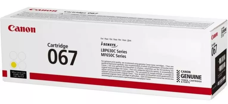 Тонер-картридж Canon 067 Y 5099C002 для i-SENSYS LBP631/633 и MF651/655/657 желтый , 1250 стр.