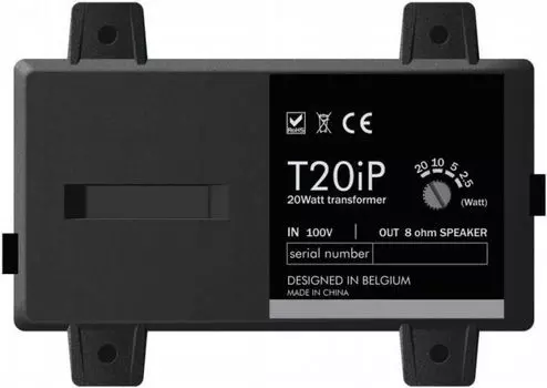 Трансформатор BIAMP T20IP 912.1499.900/911.1499.900 (APART) влагозащищенный для подключения динамика с импедансом 8 Ом к 100-вольтовой линии. Переключ