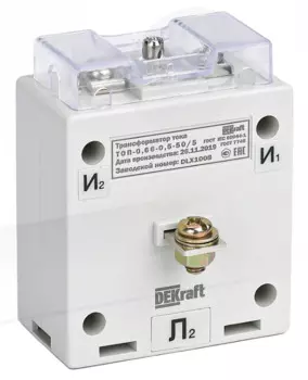 Трансформатор DEKraft 50137DEK тока ТШП-0,66 0,5 250/5 5ВА, диаметр 30мм