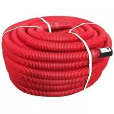 Труба DKC 121963 гибкая двустенная для кабельной канализации д.63мм с протяжкой, SN13, в бухте 50м, цвет красный
