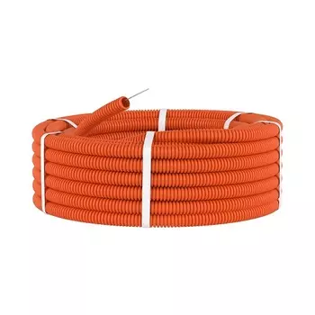 Труба гофрированная DKC 71950 ПНД d50мм, гибкая, лёгкая, с протяжкой, цвет оранжевый "Octopus" (уп.15м.)